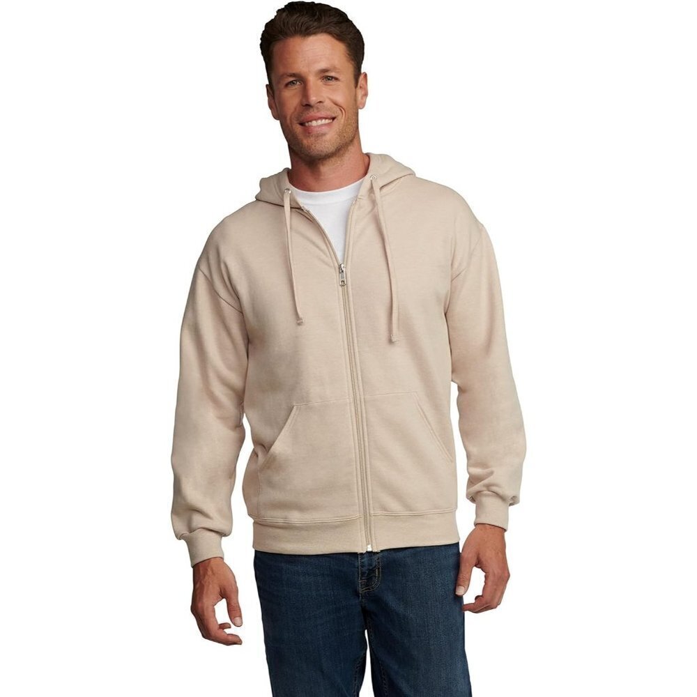 Men's Eversoft Fleece Hoodies Full Zip Khaki Heath Pullover Moisture Sizes S-4X